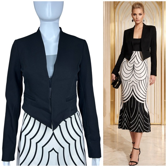 Alice + Olivia Jackets & Blazers - Alice + Olivia Black Cropped Blazer XS Modern Minimalist Art Deco Event Jacket